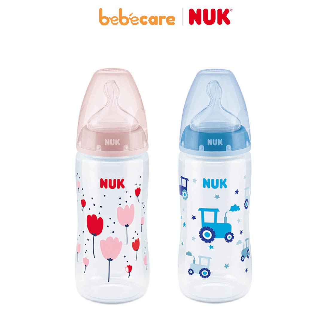 NUK (1080)-Bình Sữa Cảm Biến Nhiệt NUK PP 300ML S1 - M (Từ 0 - 6 Tháng)